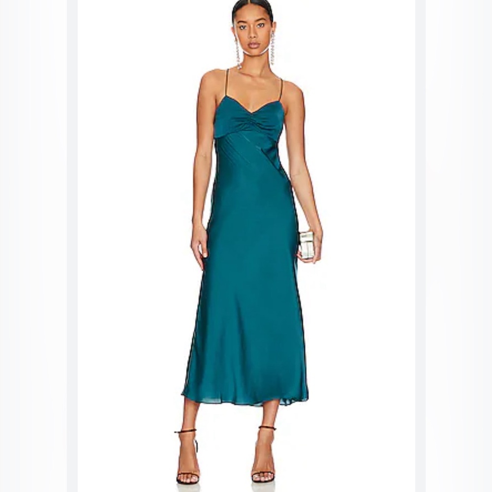 New! Favorite Daughter the‎ Envy Slip Dress in Emerald Green Sz Large $228